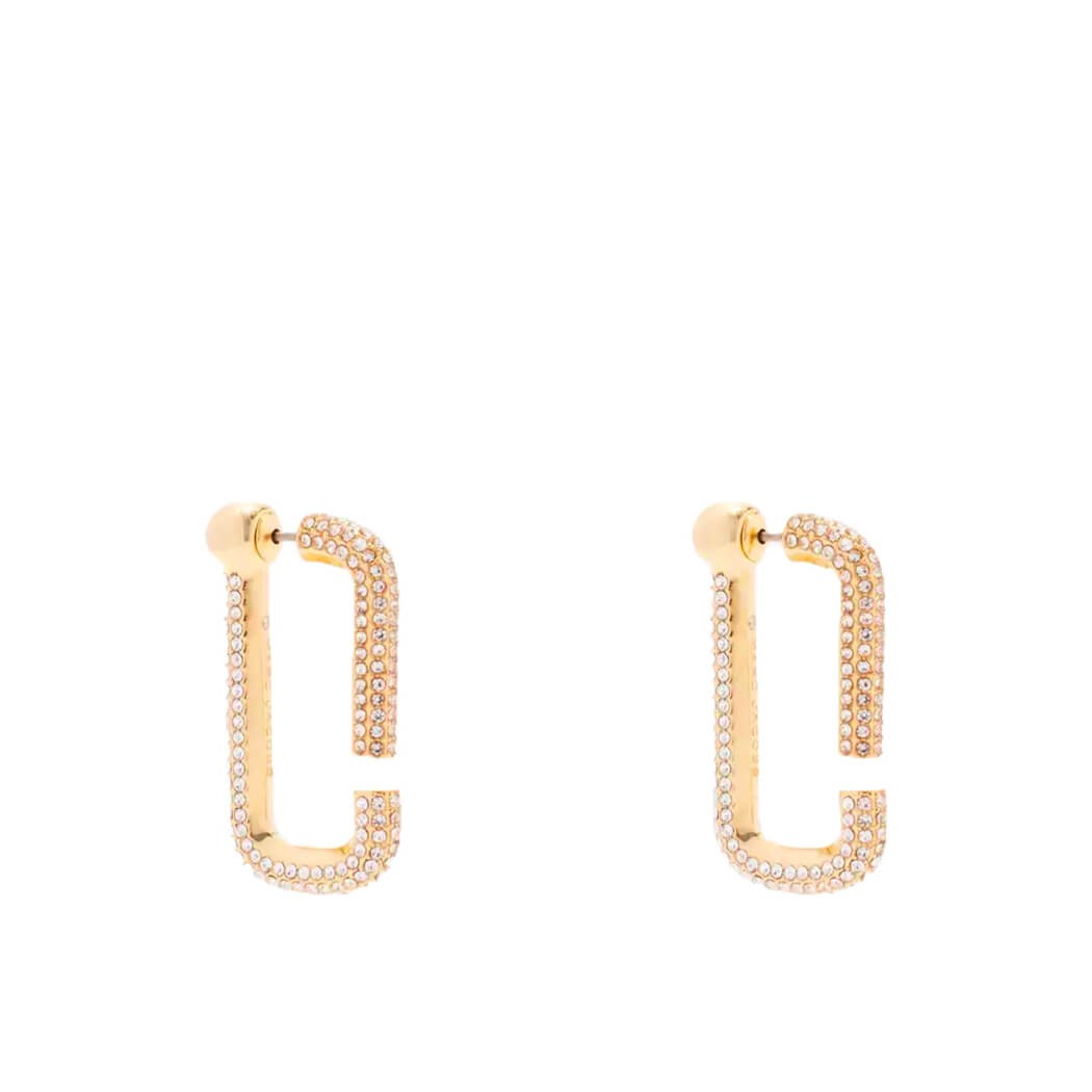 MARC JACOBS THE J MARC PAVE HOOPS GOLD EARRINGS