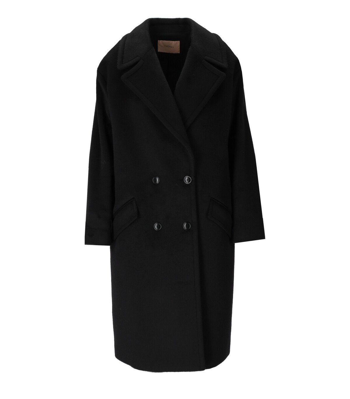TWINSET BLACK DOUBLE-BREASTED COAT