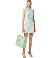 ELISABETTA FRANCHI SKY BLUE LEMONADE POLO-STYLE DRESS