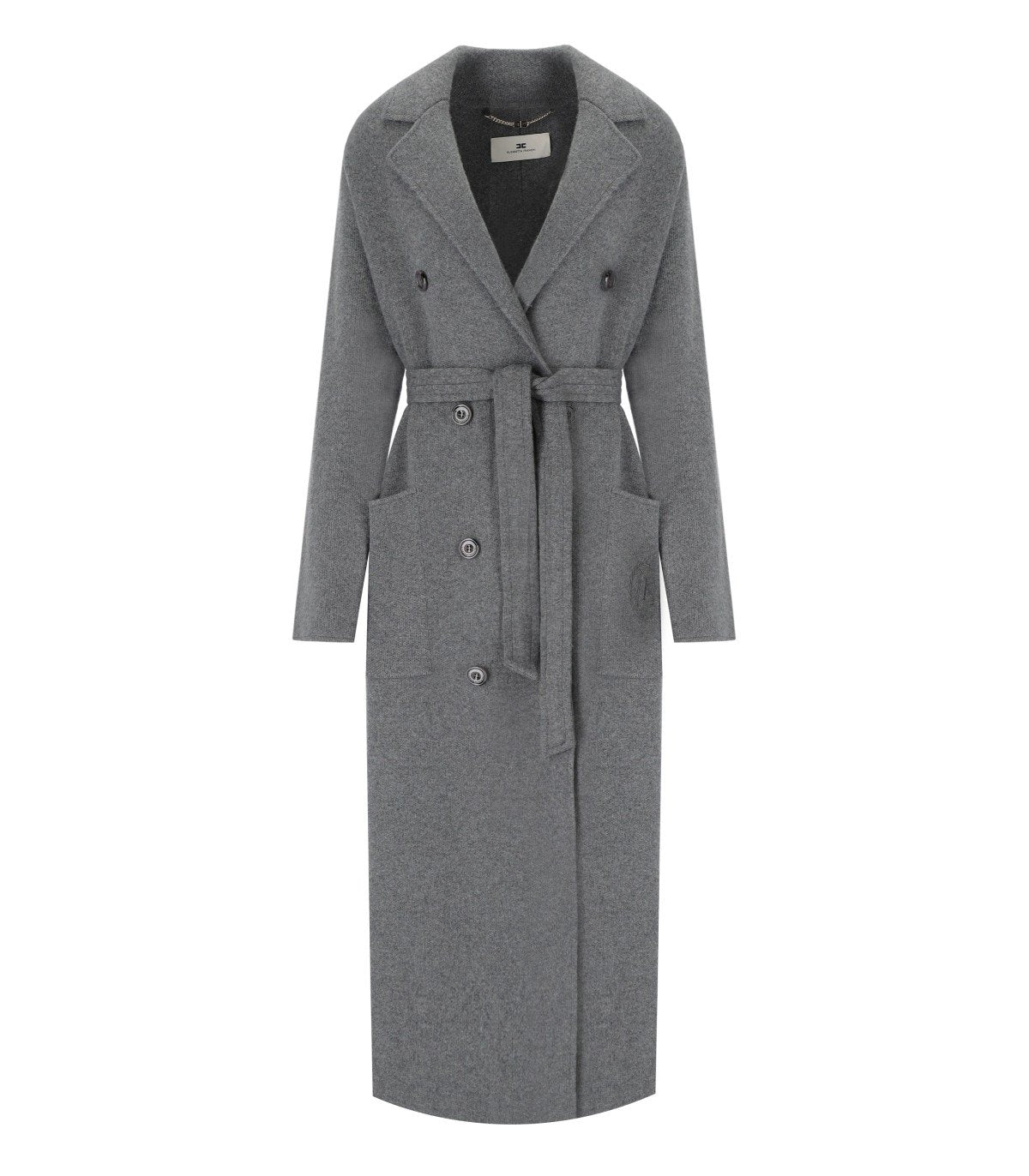 ELISABETTA FRANCHI STEEL MELANGE BELTED COAT
