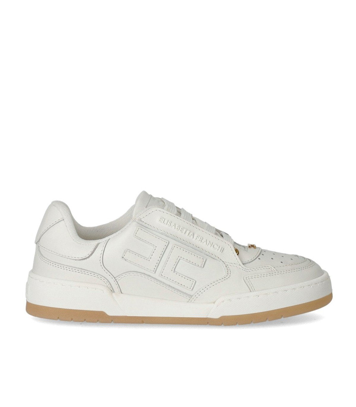 ELISABETTA FRANCHI IVORY LEATHER SNEAKER – FerrarisBoutique
