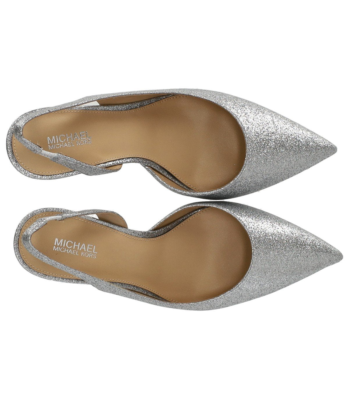 MICHAEL KORS ALINA FLEX SILVER SLINGBACK PUMPS