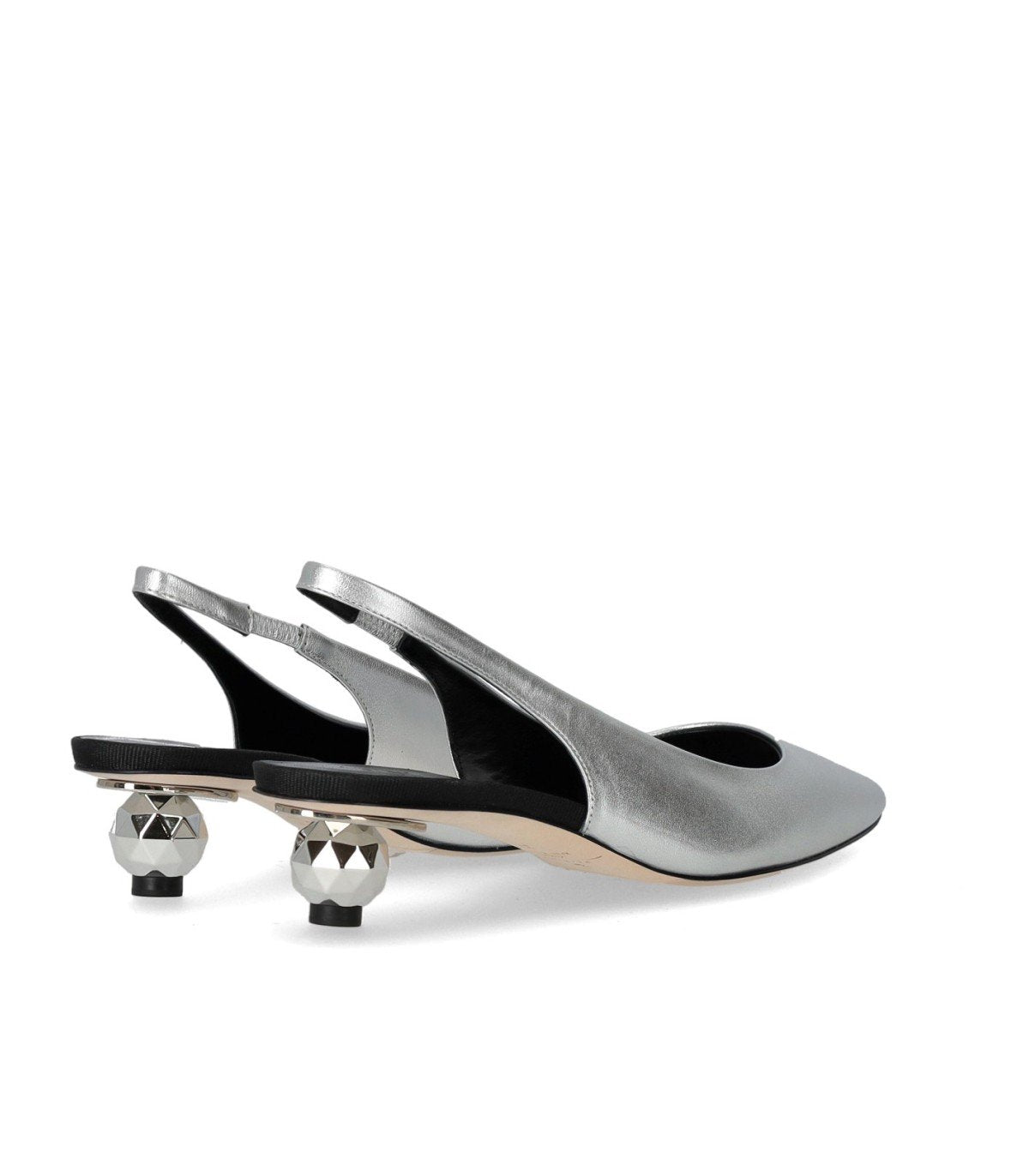 MAX MARA WEEKEND GALLICO SILVER SLINGBACK PUMPS