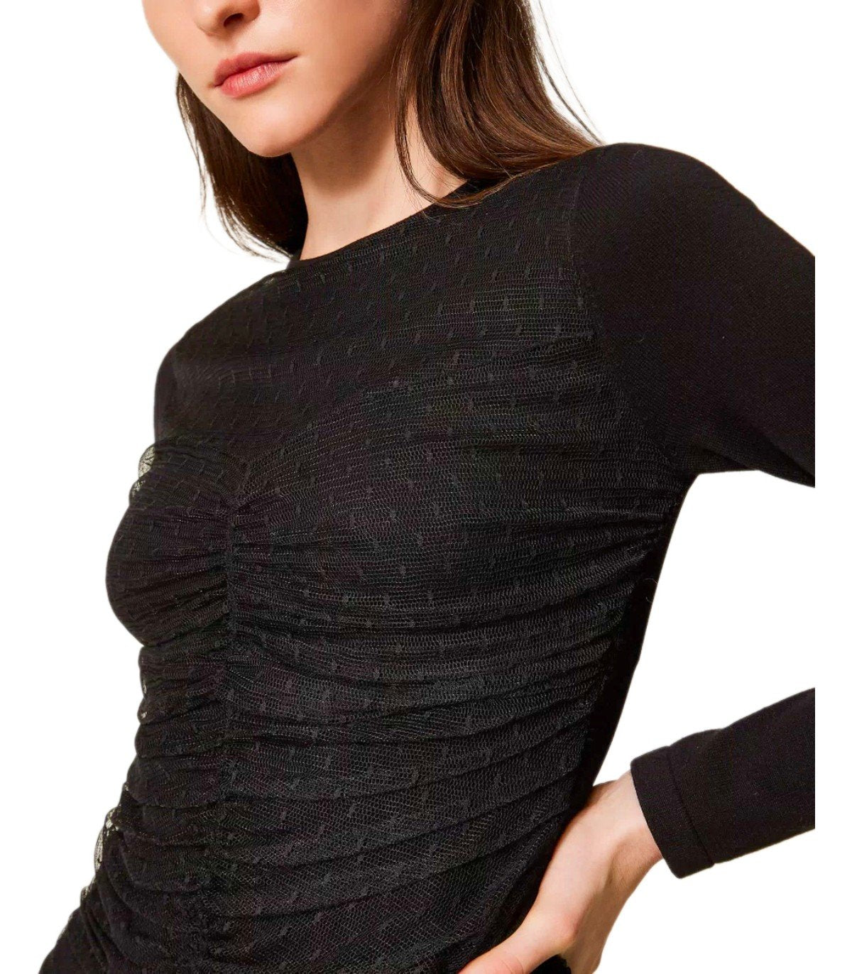 TWINSET BLACK PLUMETIS DRESS
