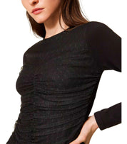 TWINSET BLACK PLUMETIS DRESS