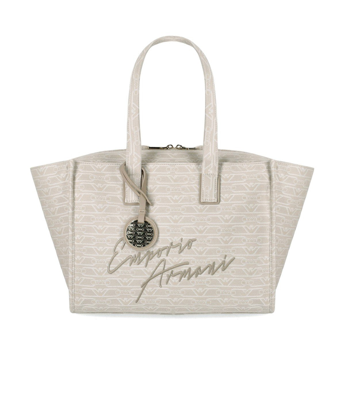 EMPORIO ARMANI MONOGRAM NATURAL MEDIUM SHOPPING BAG