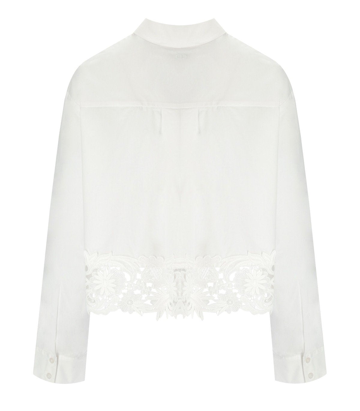 TWINSET WHITE CROPPED SHIRT WITH LACE