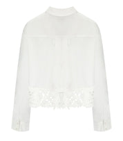 TWINSET WHITE CROPPED SHIRT WITH LACE
