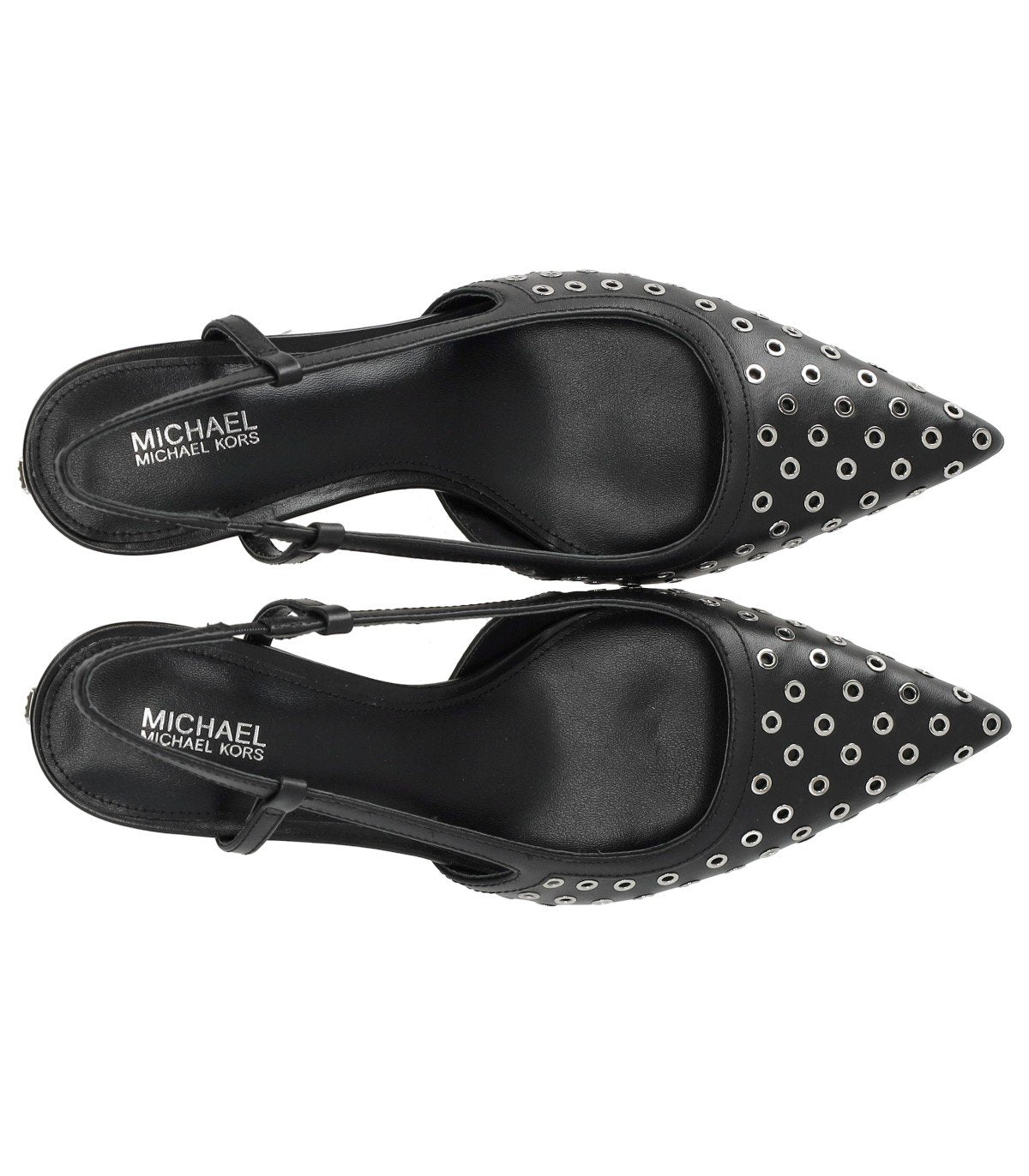 MICHAEL KORS ALORA BLACK SILVER SLINGBACK PUMP