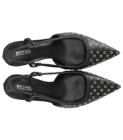 MICHAEL KORS ALORA BLACK SILVER SLINGBACK PUMP