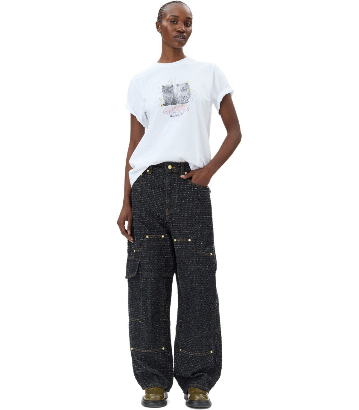 GANNI OVERSIZE WHITE T-SHIRT