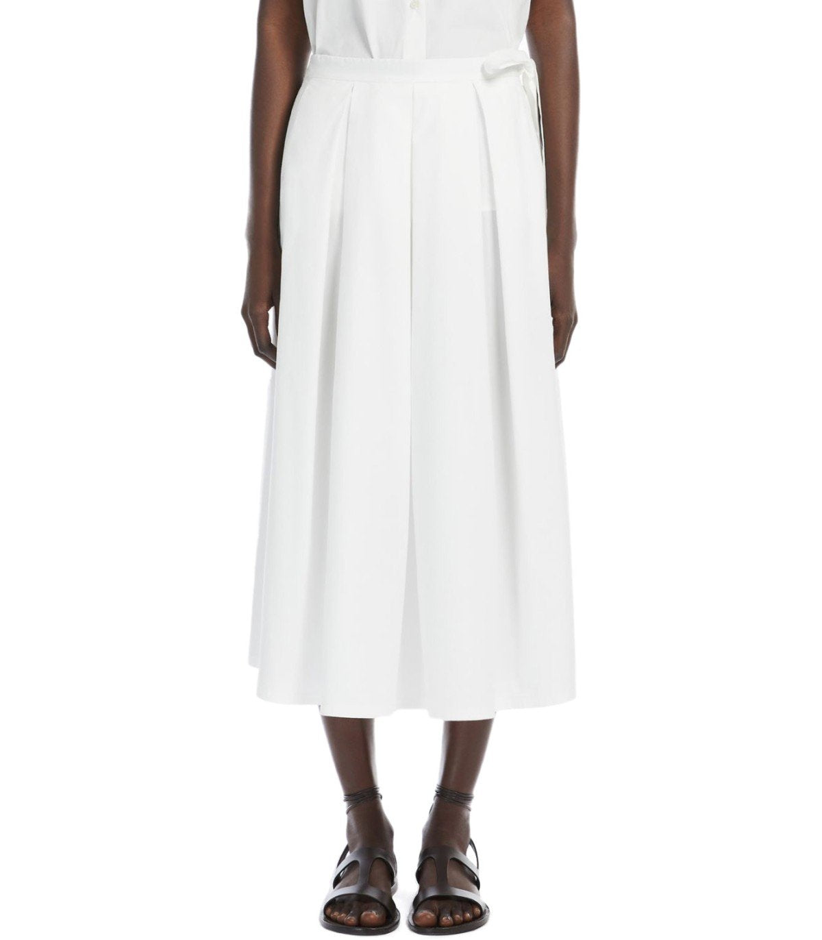 MAX MARA WEEKEND FOLK WHITE MIDI SKIRT