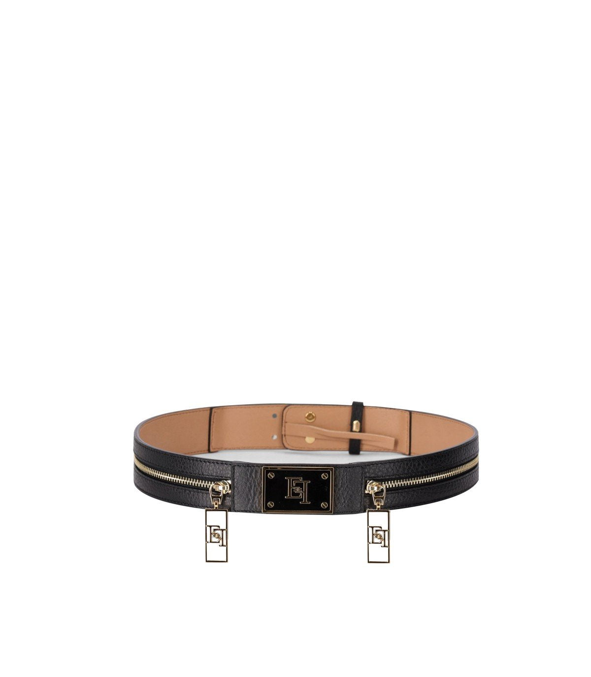 ELISABETTA FRANCHI BLACK ZIPPED BELT