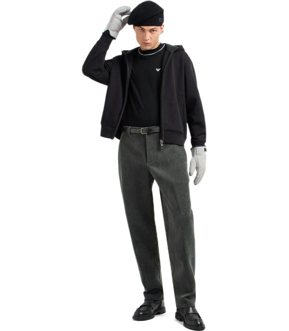 EMPORIO ARMANI GREEN RIBBED PANTS