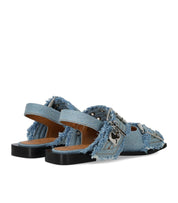 BALLERINA SLINGBACK CON FIBBIE FADED DENIM GANNI