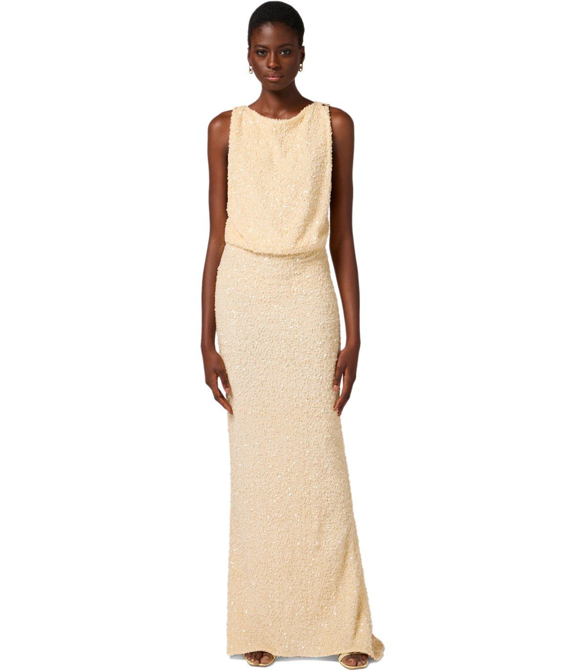 ELISABETTA FRANCHI RED CARPET LEMONADE SEQUINS DRESS