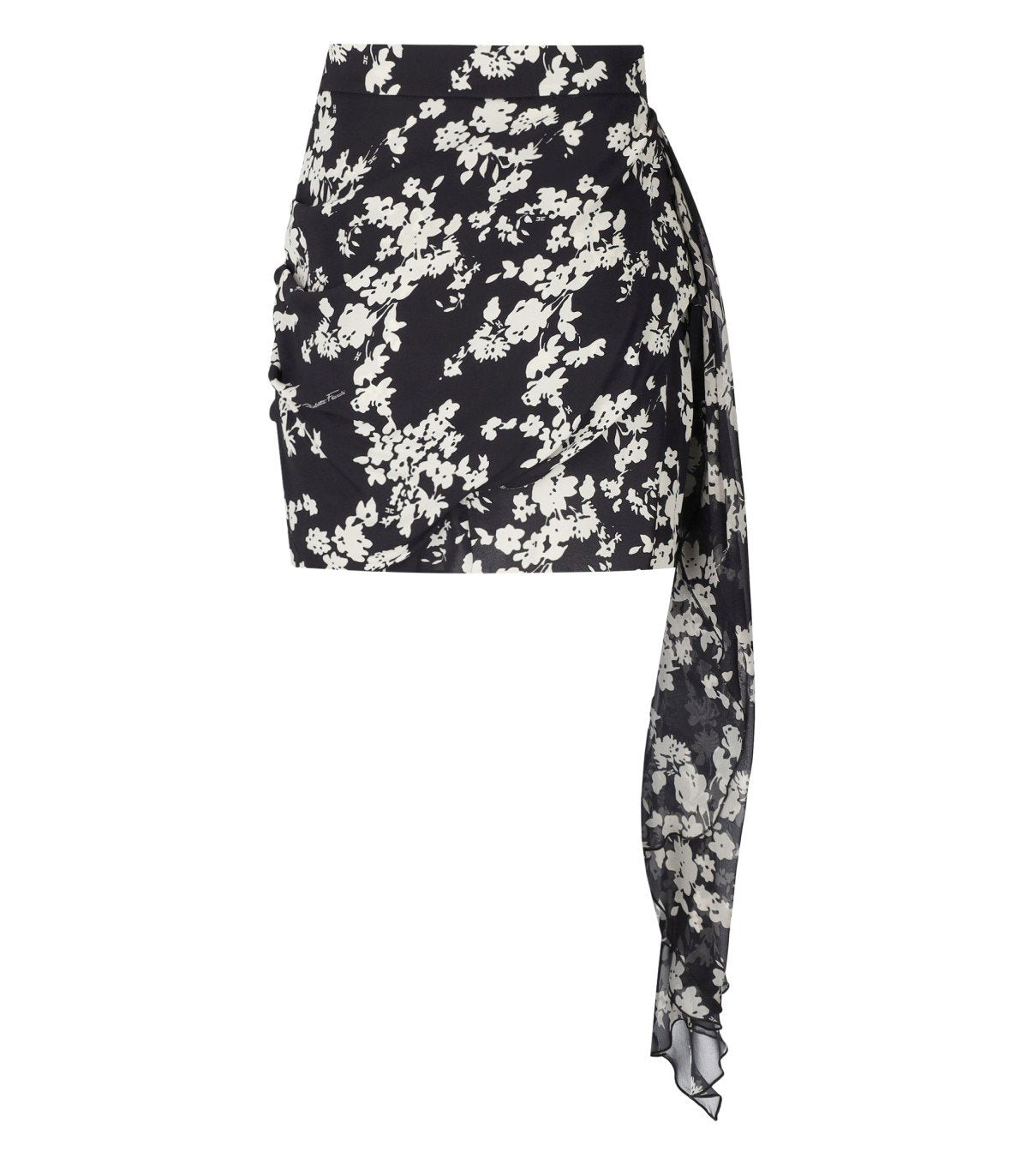 ELISABETTA FRANCHI BLACK BUTTER DRAPED SKIRT