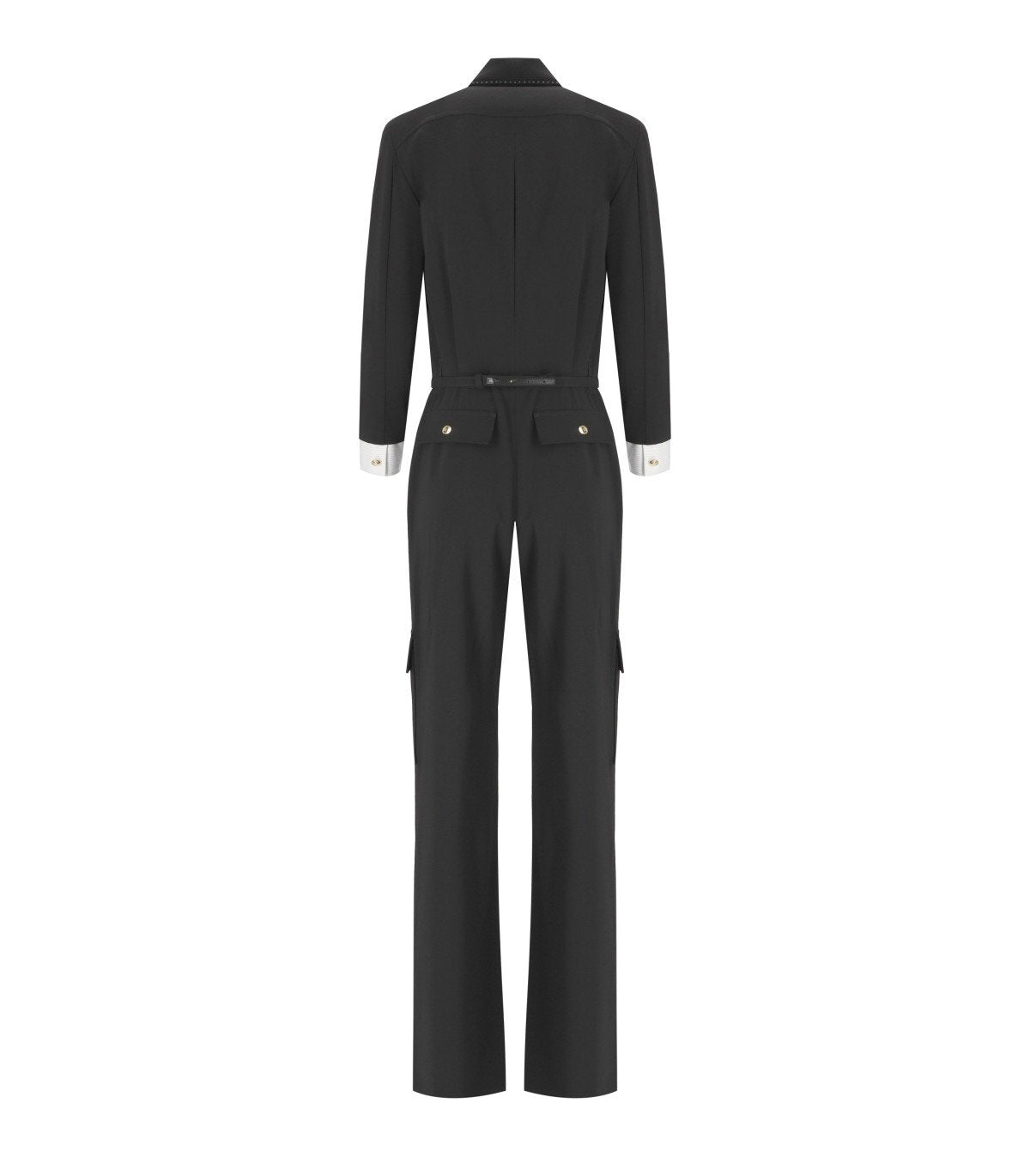 ELISABETTA FRANCHI BLACK CARGO JUMPSUIT
