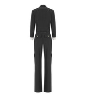 ELISABETTA FRANCHI BLACK CARGO JUMPSUIT