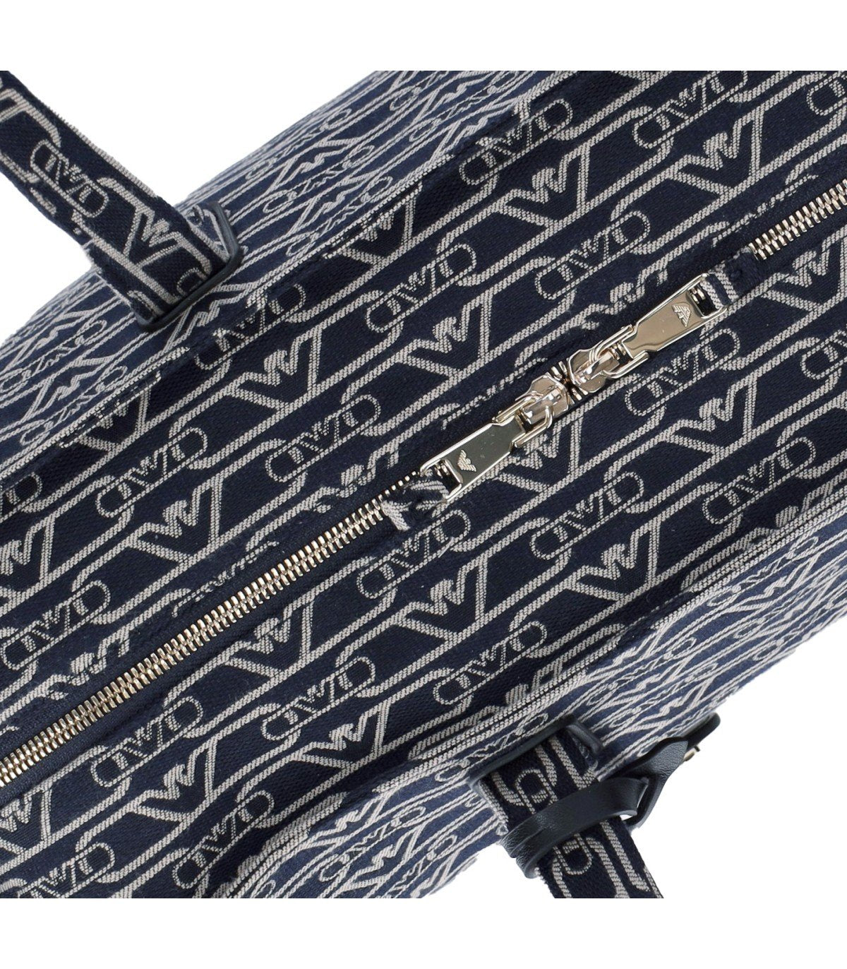 EMPORIO ARMANI MONOGRAM BLUE ÉCRU MEDIUM SHOPPING BAG