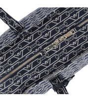 EMPORIO ARMANI MONOGRAM BLUE ÉCRU MEDIUM SHOPPING BAG