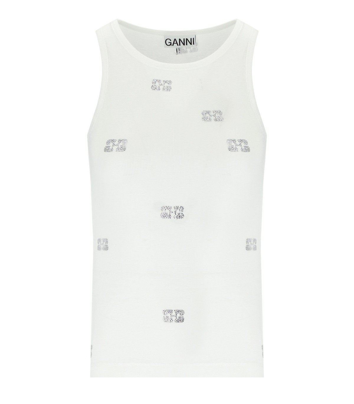 TOP CON STRASS BIANCO GANNI