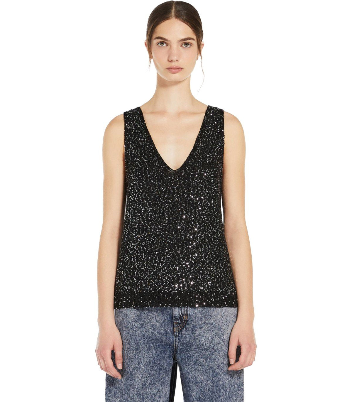 TOP COLOMBA CON PAILLETTES NERO MAX MARA WEEKEND