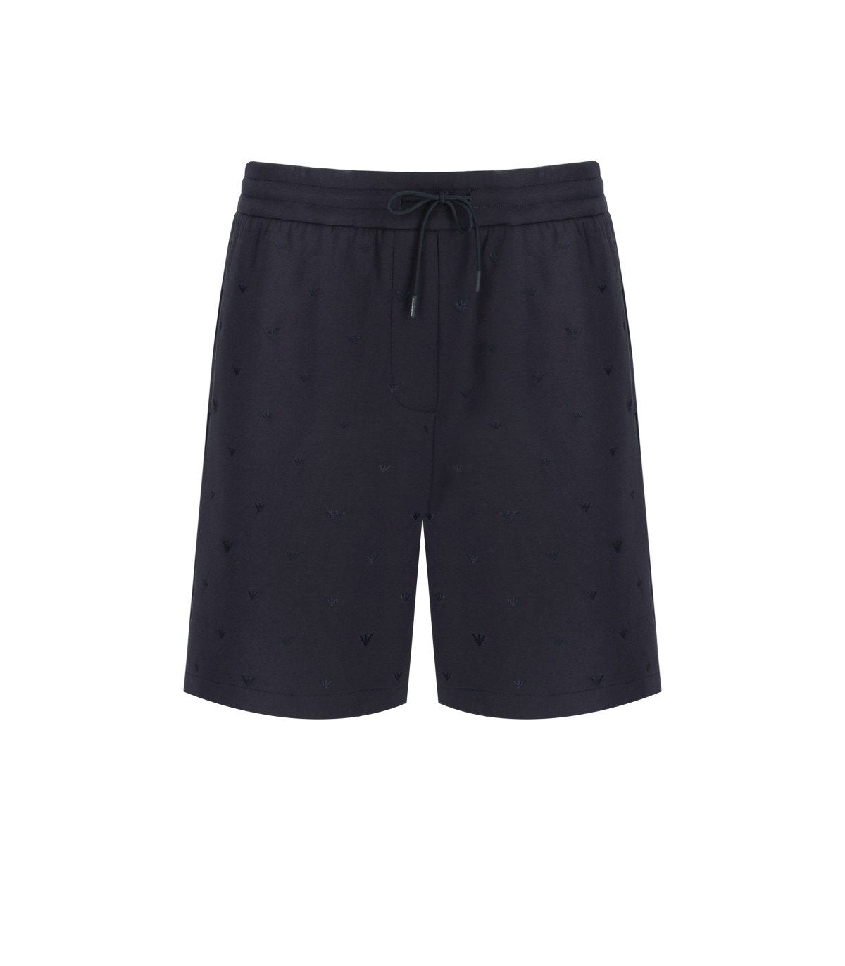 EMPORIO ARMANI NAVY BLUE MONOGRAM BERMUDA SHORTS