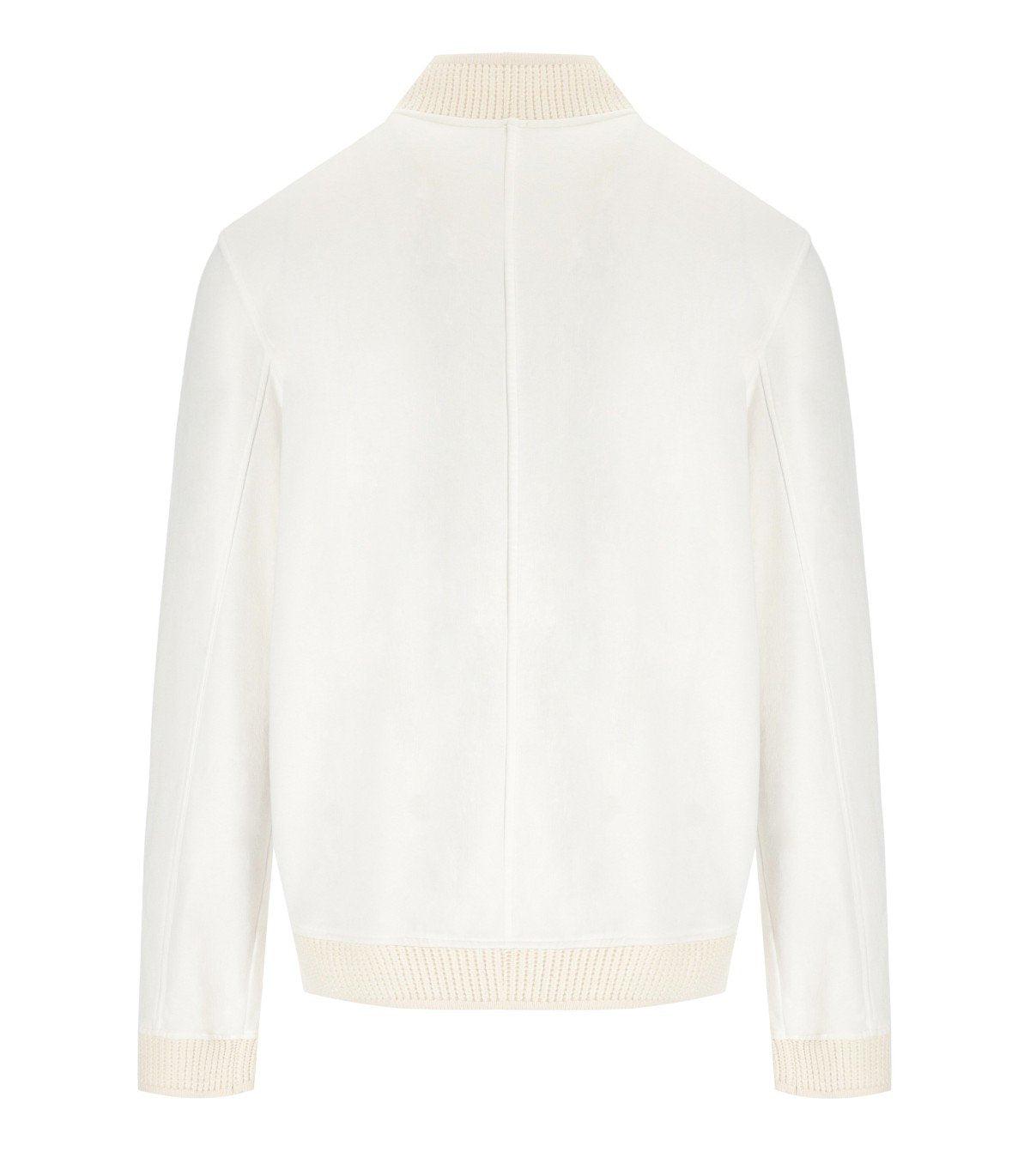 H953 WHITE KNITTED BOMBER JACKET