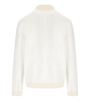 H953 WHITE KNITTED BOMBER JACKET