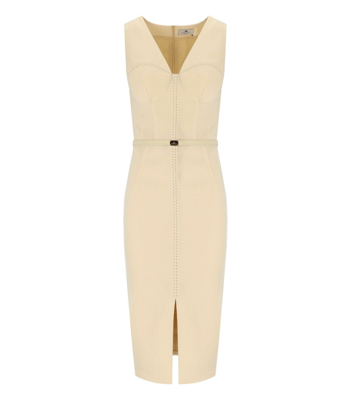 ELISABETTA FRANCHI LEMONADE BELTED SHEAT DRESS