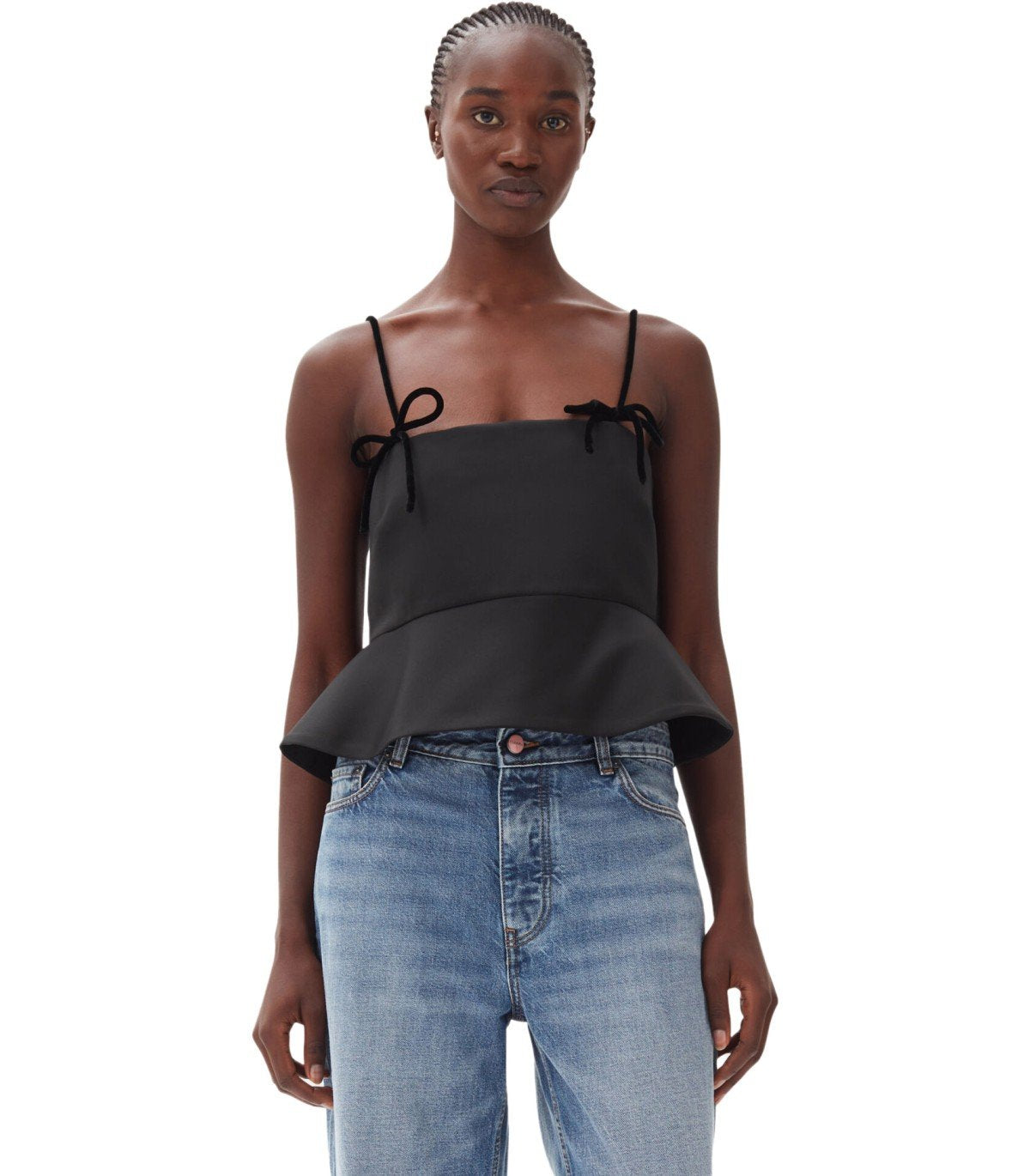 TOP IN SATIN NERO GANNI