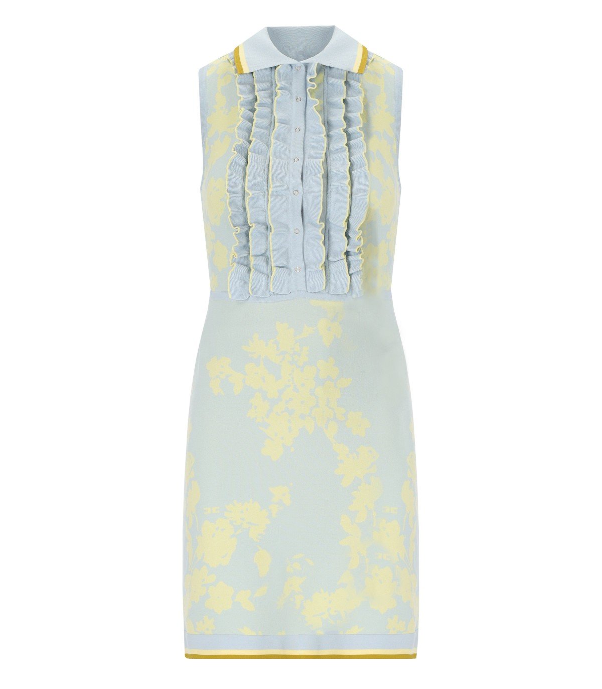 ELISABETTA FRANCHI SKY BLUE LEMONADE POLO-STYLE DRESS