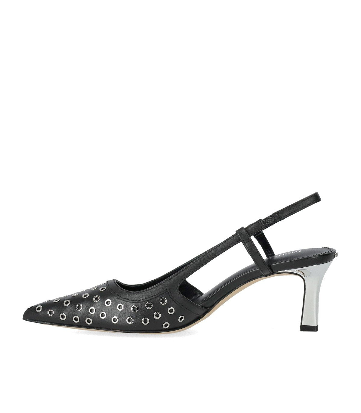 MICHAEL KORS ALORA BLACK SILVER SLINGBACK PUMP