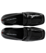HALMANERA GLAZE BLACK HEELED LOAFER
