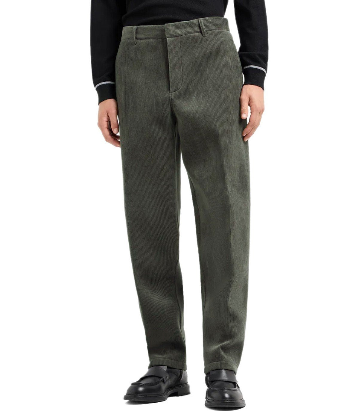 EMPORIO ARMANI GREEN RIBBED PANTS