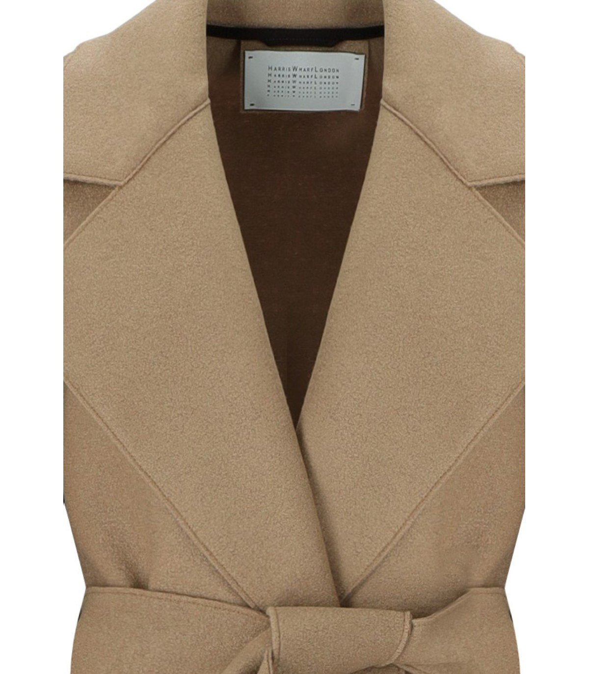 HARRIS WHARF LONDON CAMEL COAT WITH BELT