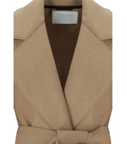 HARRIS WHARF LONDON CAMEL COAT WITH BELT