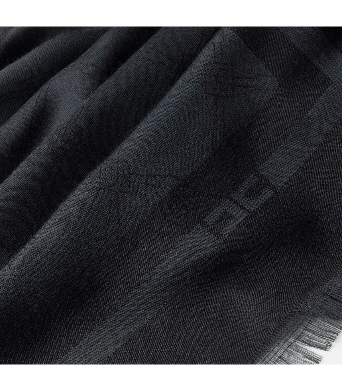 ELISABETTA FRANCHI BLACK MONOGRAM FOULARD SCARF