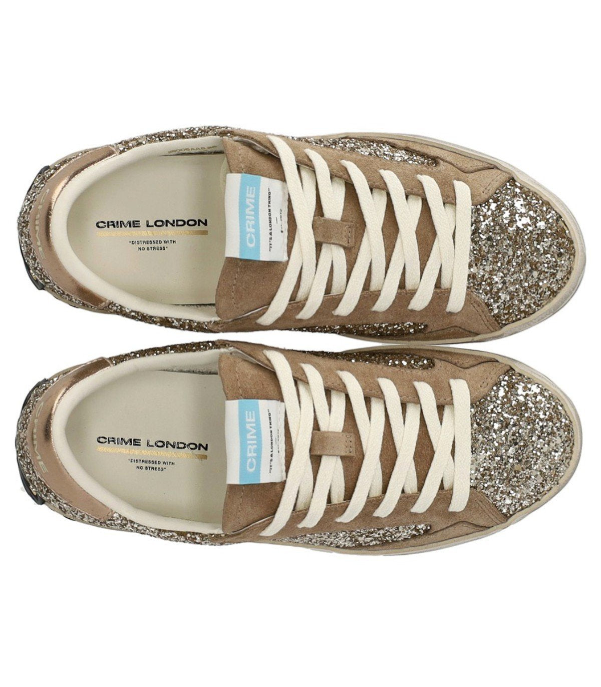 CRIME LONDON DISTRESSED GLITTER GOLD SNEAKER