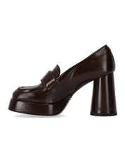 HALMANERA GLAZE DARK BROWN HEELED LOAFER