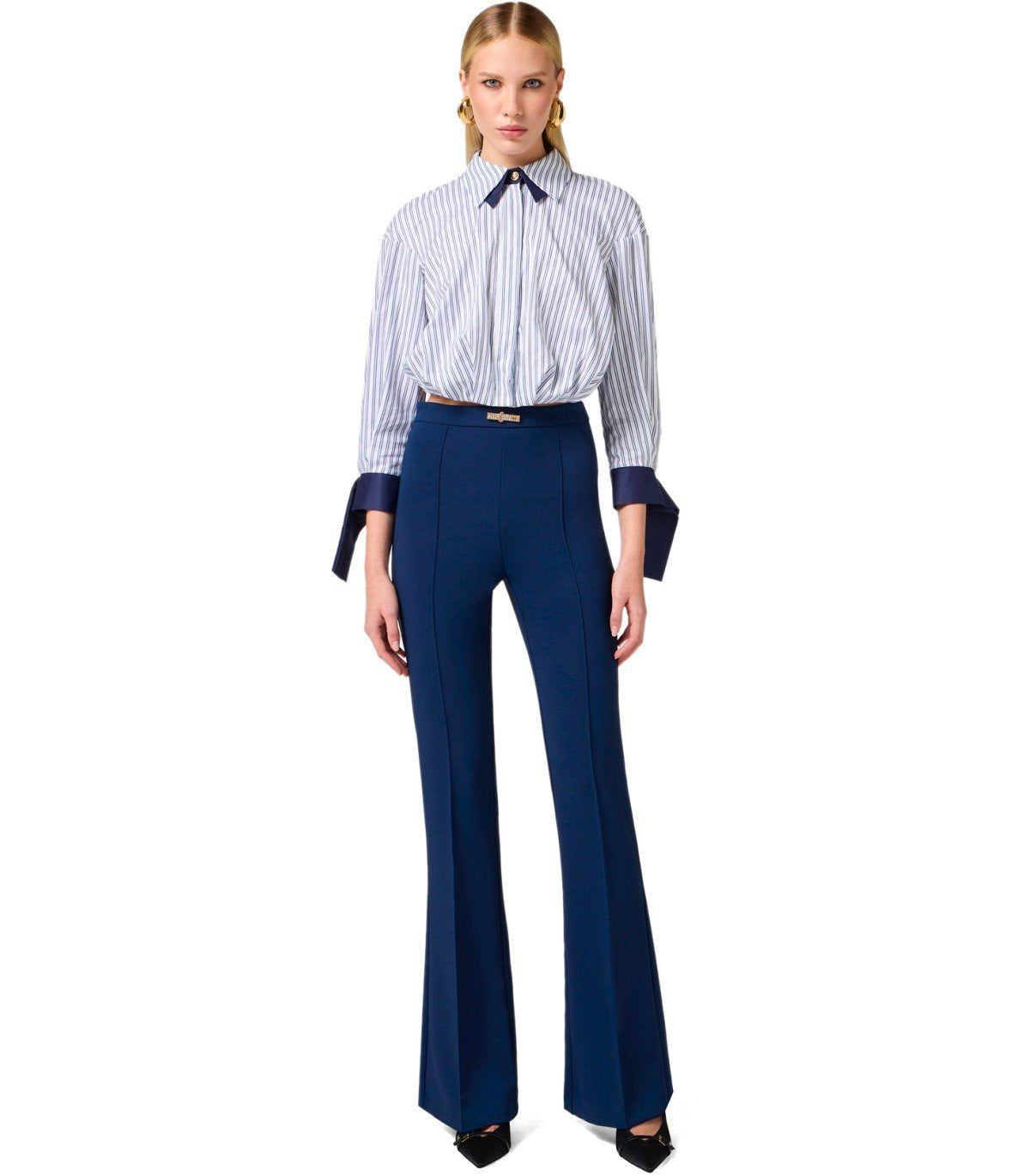 ELISABETTA FRANCHI OLTREMARE STRIPED CROPPED SHIRT