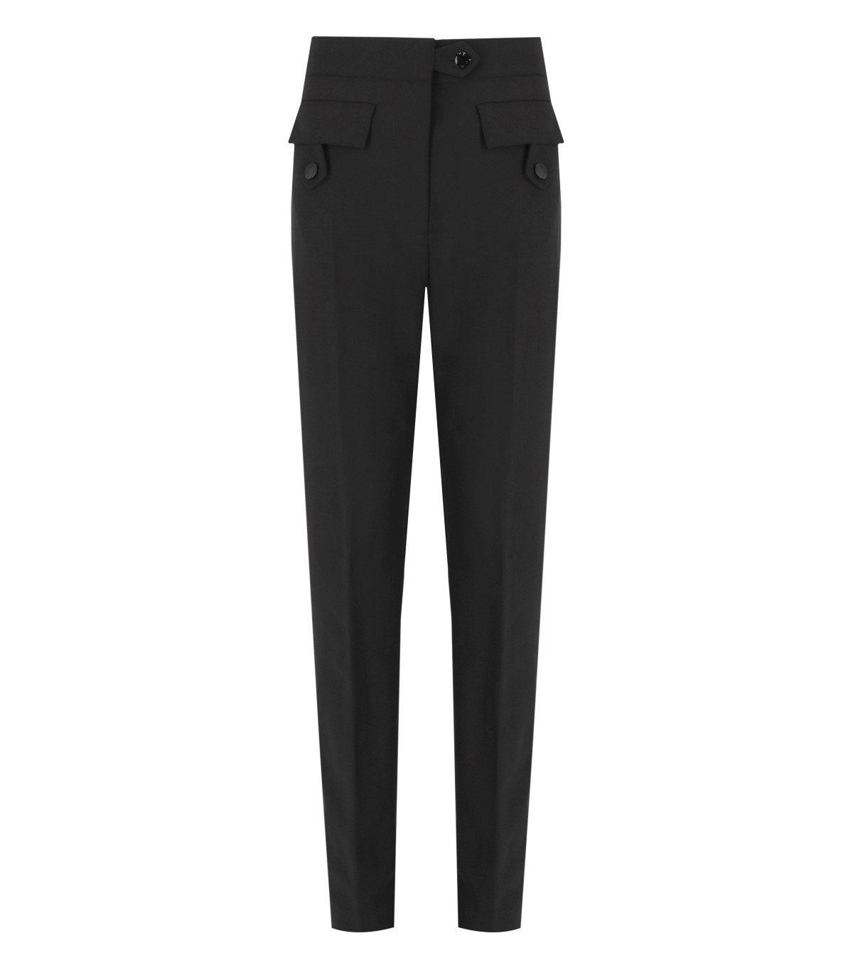 GANNI TWILL BLACK PANTS WITH POCKETS