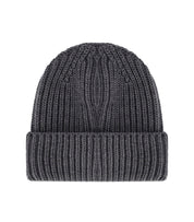 EMPORIO ARMANI DARK GREY RIBBED BEANIE