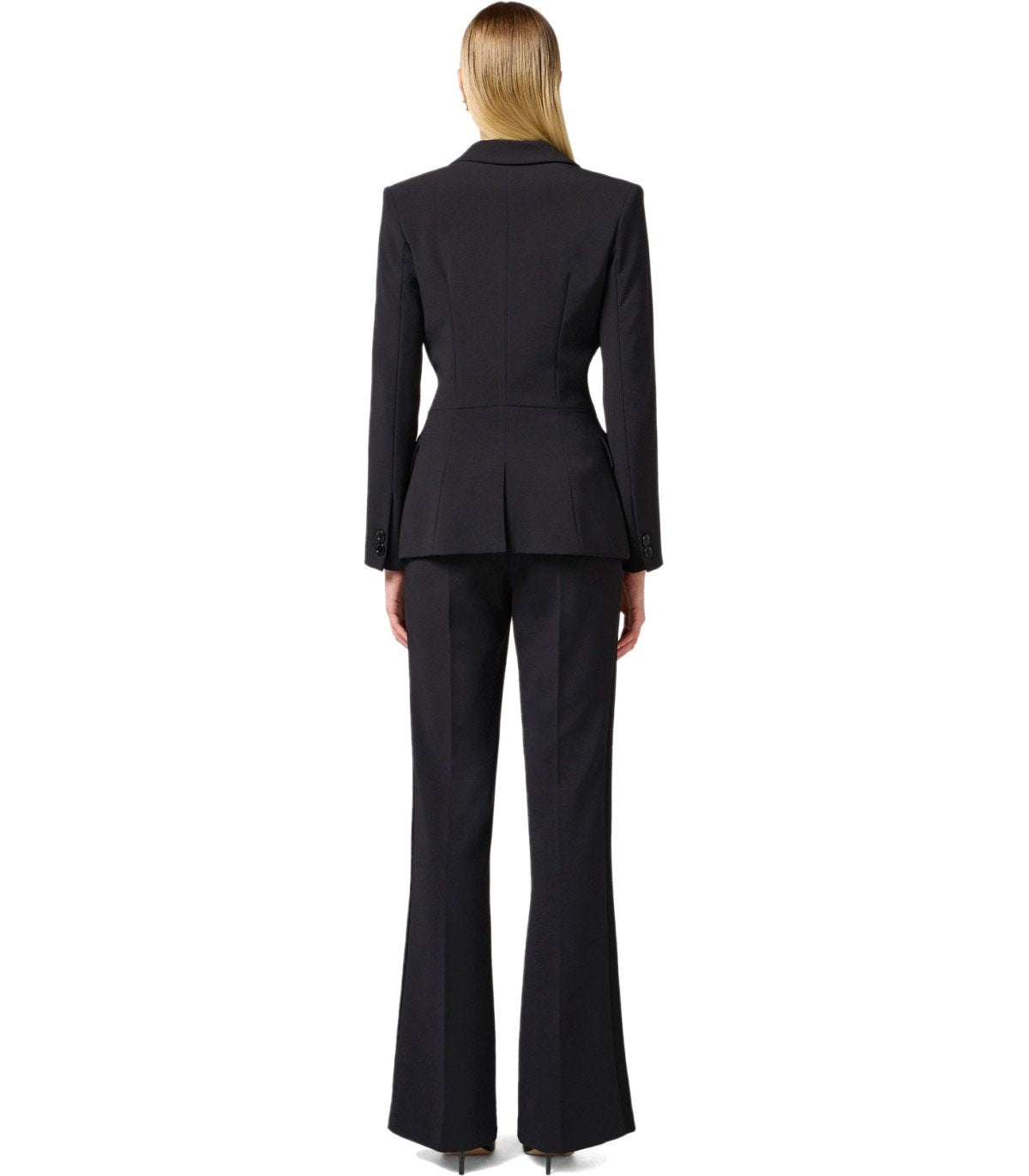 ELISABETTA FRANCHI BLACK CREPE DOUBLE-BREASTED JACKET