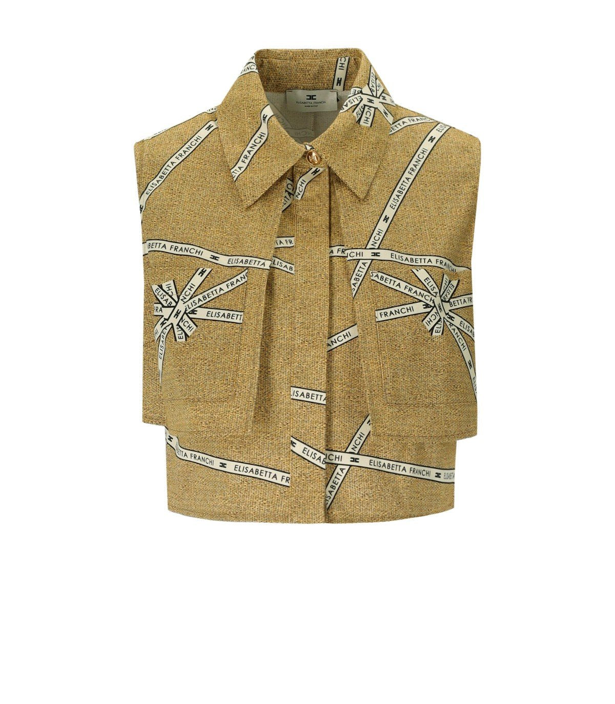 ELISABETTA FRANCHI PAGLIA BURRO CROPPED HEMD