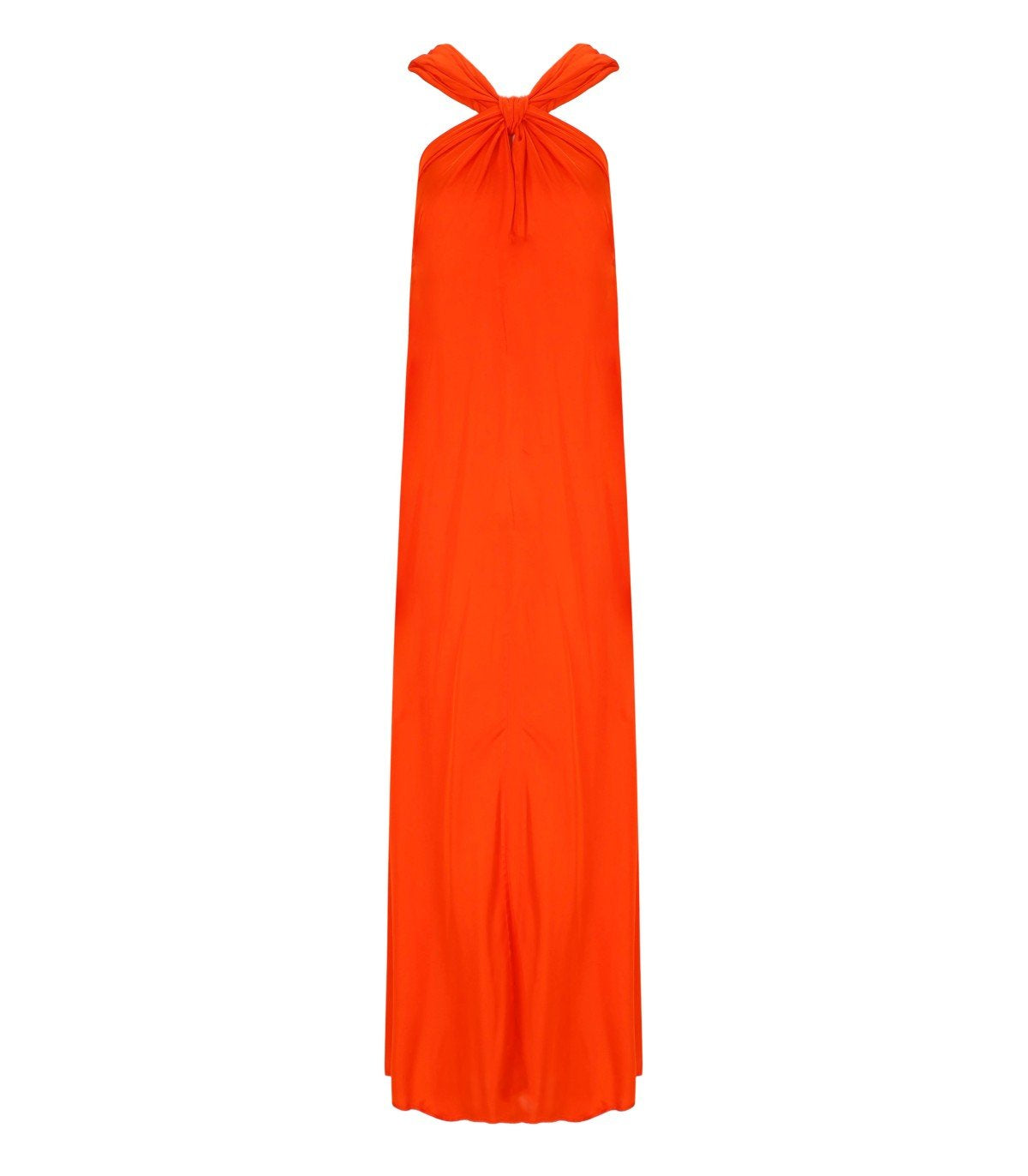 essentiel antwerp orange dress Orange high neck maxi dress with knot detail