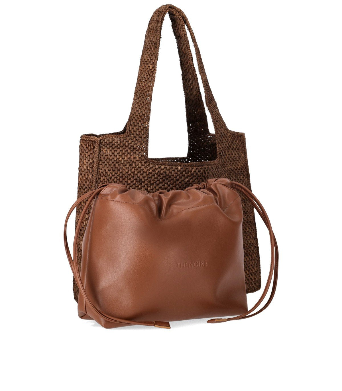 THEMOIRè MOREA MEDIUM RAFFIA WOOD SHOPPING BAG