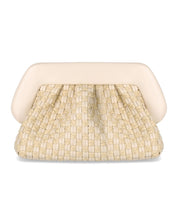 THEMOIRè BIOS MICRO WEAVED STRAW SHELL CLUTCH BAG