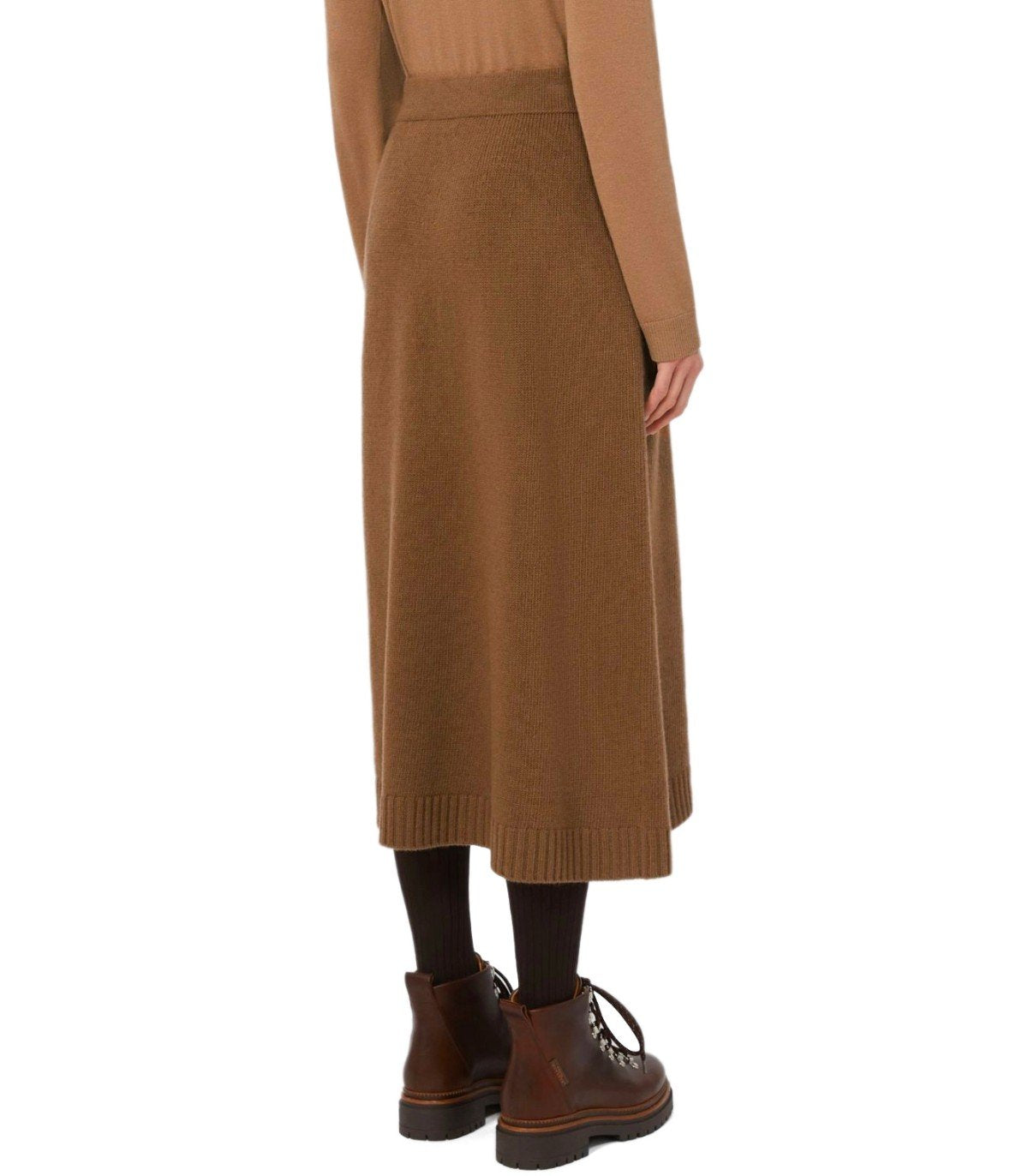 MAX MARA WEEKEND BARNABA BROWN KNITTED MIDI SKIRT